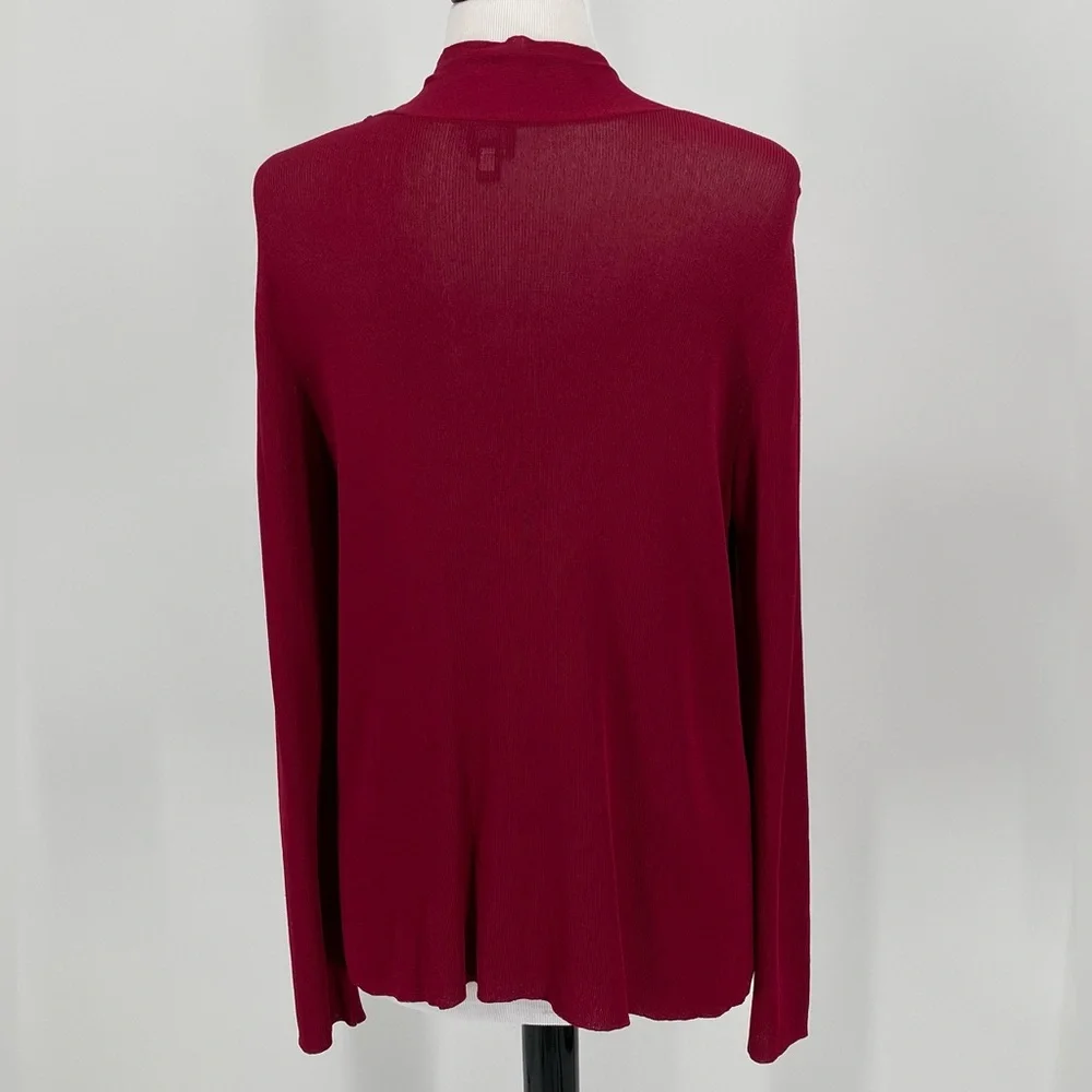 Eileen Fisher Red Open Front Cardigan Size Large - Picture 3 of 7